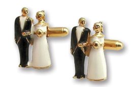 wedding black and white cuff links gold