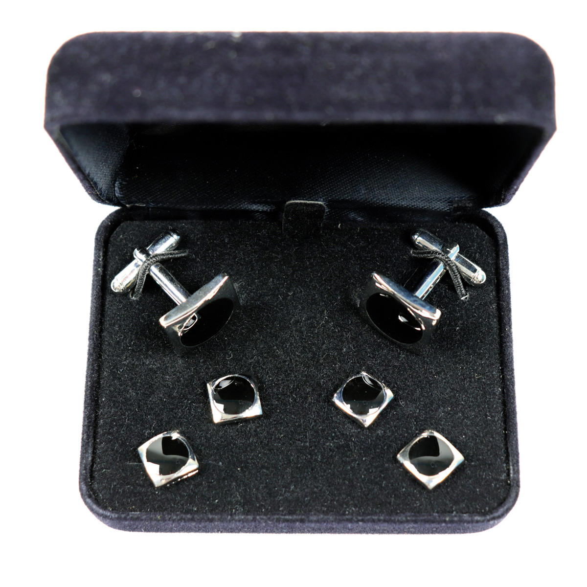 Cufflinks Studs Faux Onyx Square Cuff Links Set Silver by Tuxedos Online