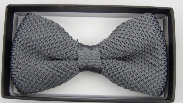 Effeti silk knit gray bow tie top view