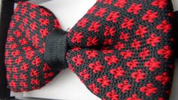 Effeti silk knit red on black bow tie