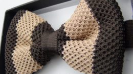 Effeti silk knit brown bow tie top view