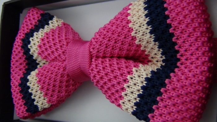Effeti pink white black bow tie