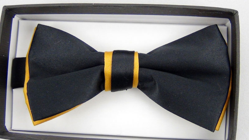 black and gold bow tie