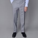 Mantoni Gray shades & Navy Wool Single-pleat Trousers in CA, NY