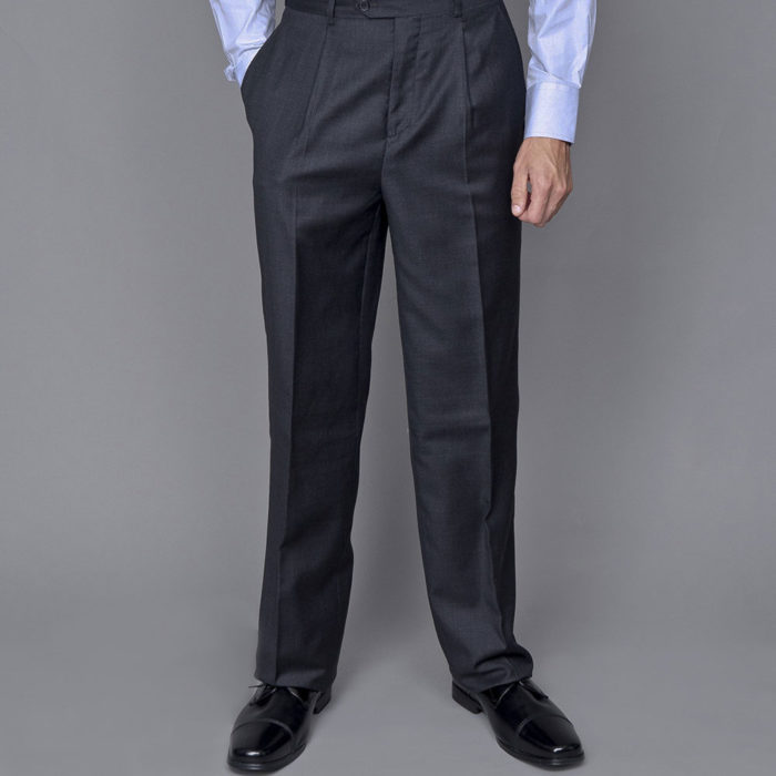 Mantoni Black Super 140's Wool Single-pleat Trousers - Moda Italy Fashion