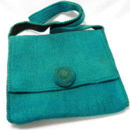 Teal Himalaya cashmere hand bag for iPad