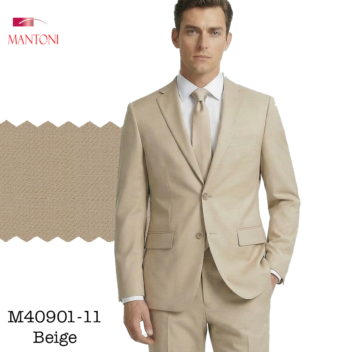 Mantoni New-Beige Two-button Wool Suit