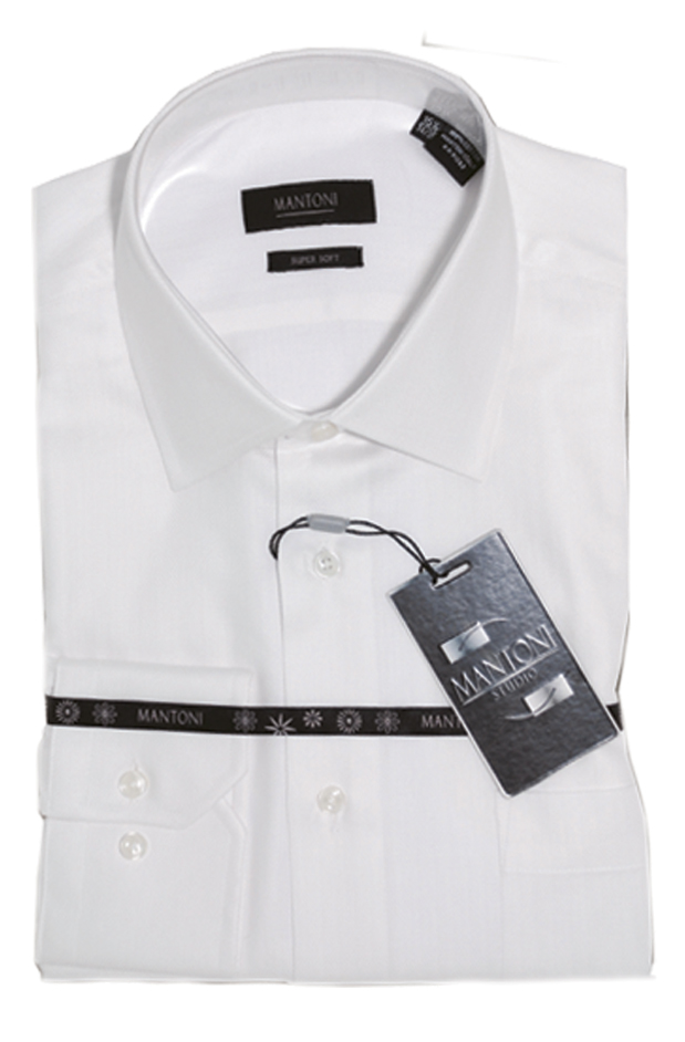Mantoni White Herringbone Stripes Dress Shirt in CA- Moda Italy Fashion