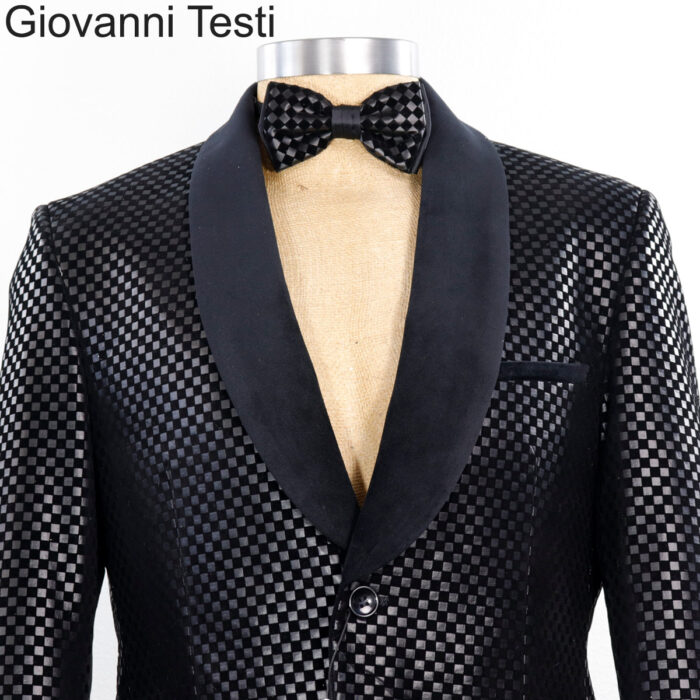Black Checkered Sports Jacket by Giovanni Testi