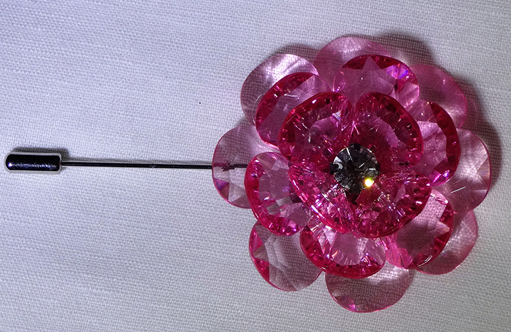 Crystal Rhinestones Pink Pearls Leaf Flower Floral Leaf Spot Lapel