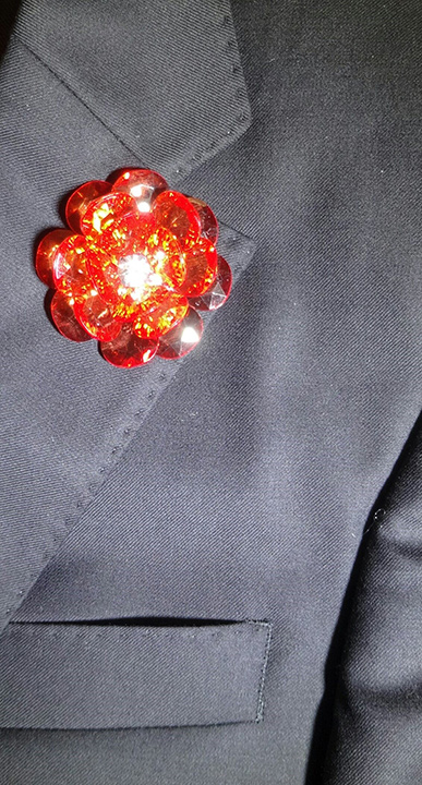 Lapel Crystal flower pin pink