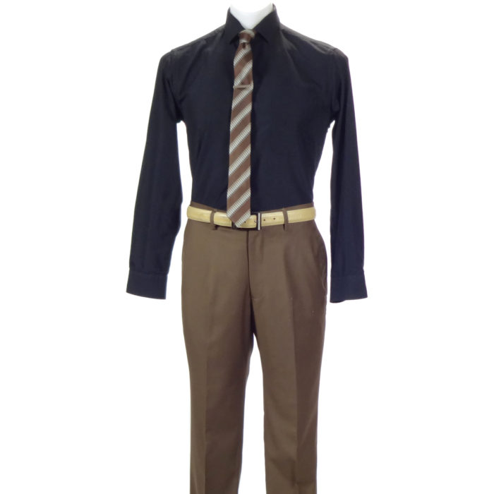 Carlo Lusso Poly Rayon business Brown Trouser