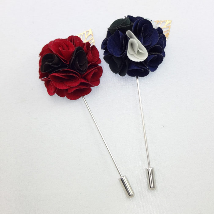 collar pins silk lapel flower Red and Black