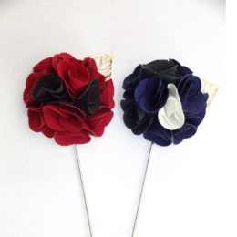 collar pins silk lapel flower Red and Black