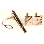Diamond Tie bar Cufflink Set 2"