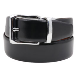 Black leather dress belt 101 for men