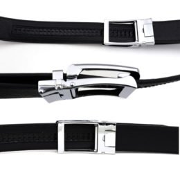 men formal dress belt Dents Men’s Heritage Lined Full-Grain Leather Belt with Brass Buckle in Black main image 1