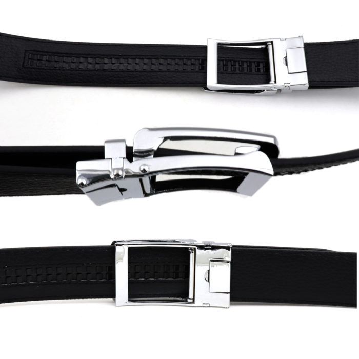102 Black leather dress belt for men