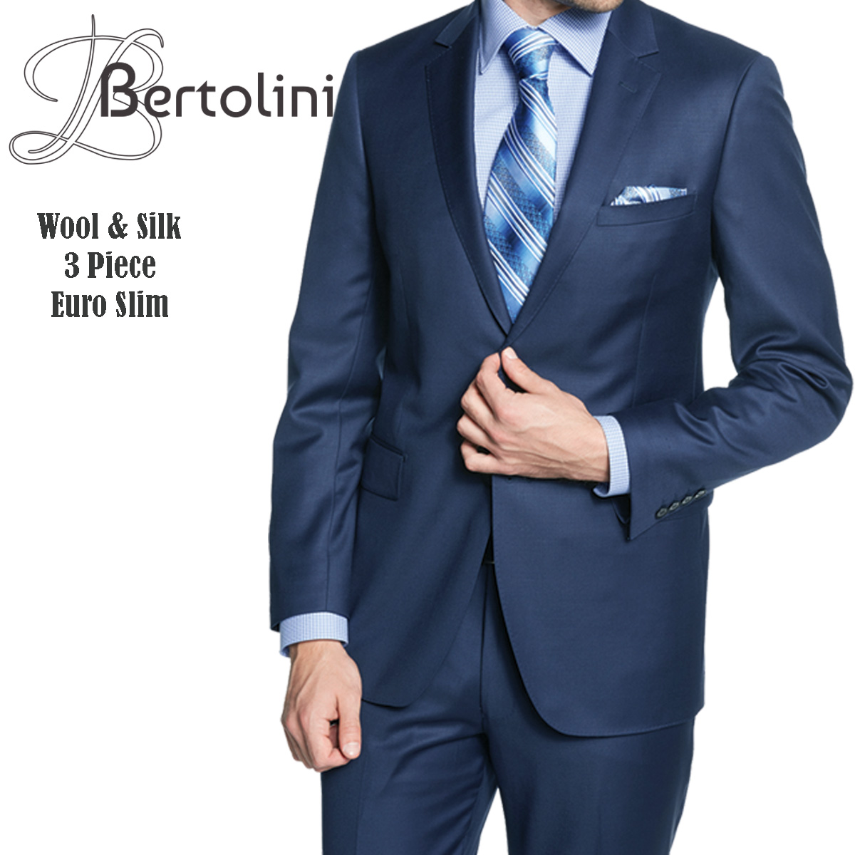 Slim Fit French Blue Two Piece Suit GB-188 – Italy Direct