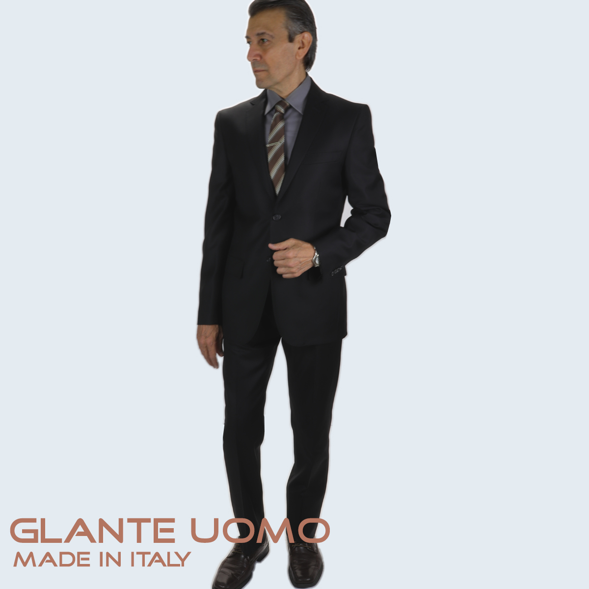 Galante Uomo Made in Italy Wool Black Suit