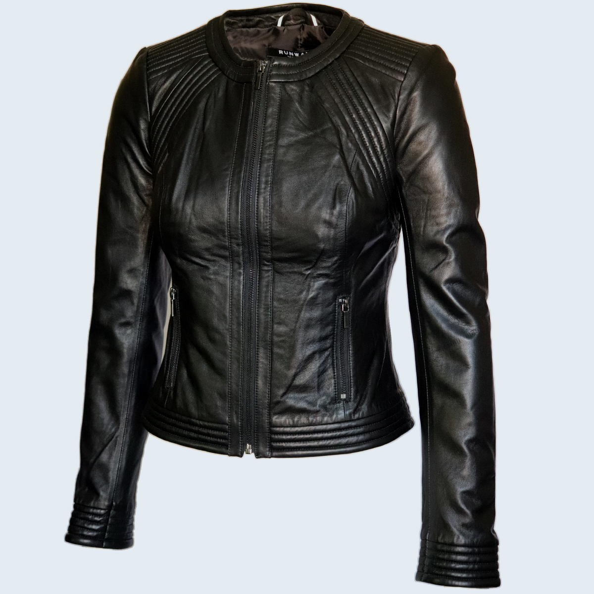 Black Lamb Leather Moto Jacket in CA, - Moda Italy Fashion