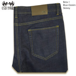 Enzo Beta Skinny Denim Jeans Blue & Black