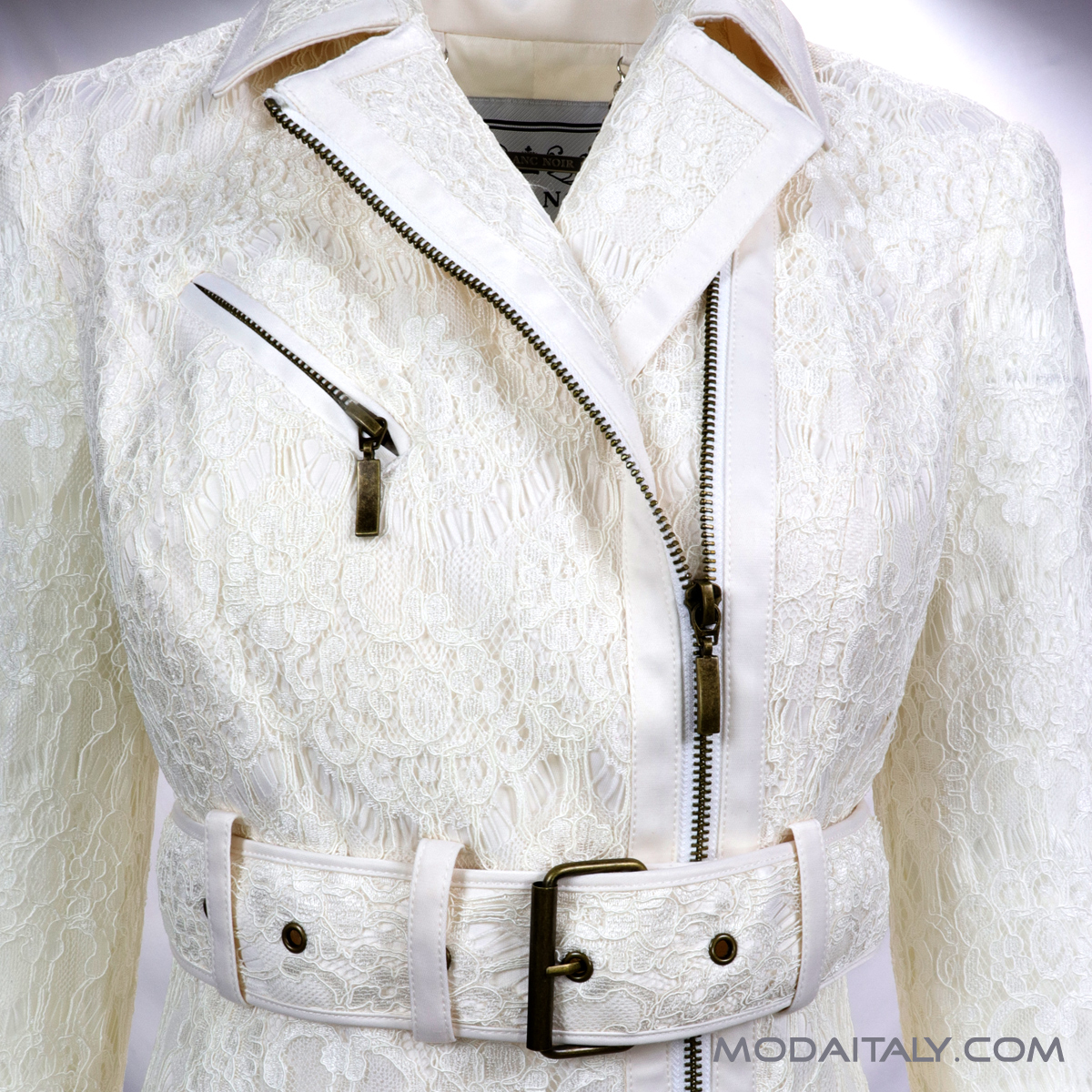 Blanc Noir Lace Trench Coat in CA, NY, NJ, IL - Moda Italy Fashion