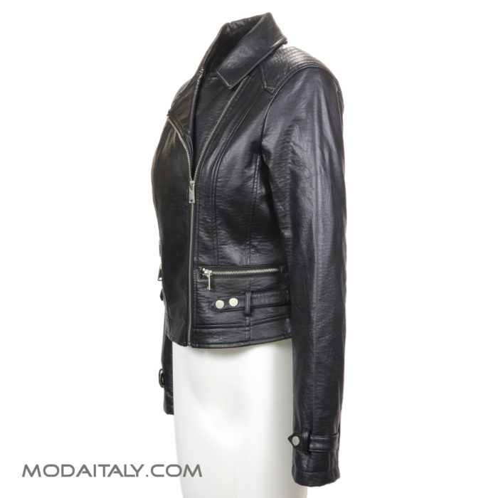 BNCI Black Leatherette Biker Jacket
