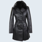 Blanc Noir Black Mandy Fur Wrap Coat in NY NJ IL Moda Italy