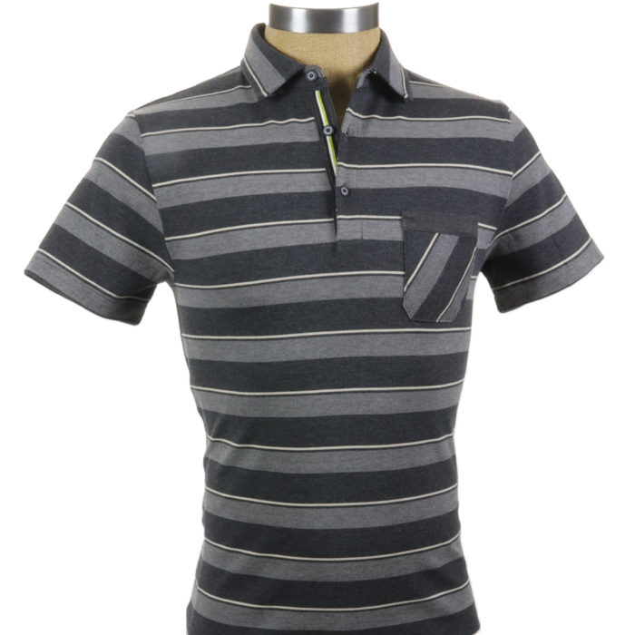 SMASH Polo Shirt Charcoal Stripe