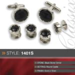 Onyx Round Castle Cufflink and Stud Set