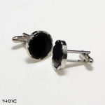 Onyx Round Castle Cufflink and Stud Set