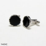 Onyx Round Castle Cufflink and Stud Set