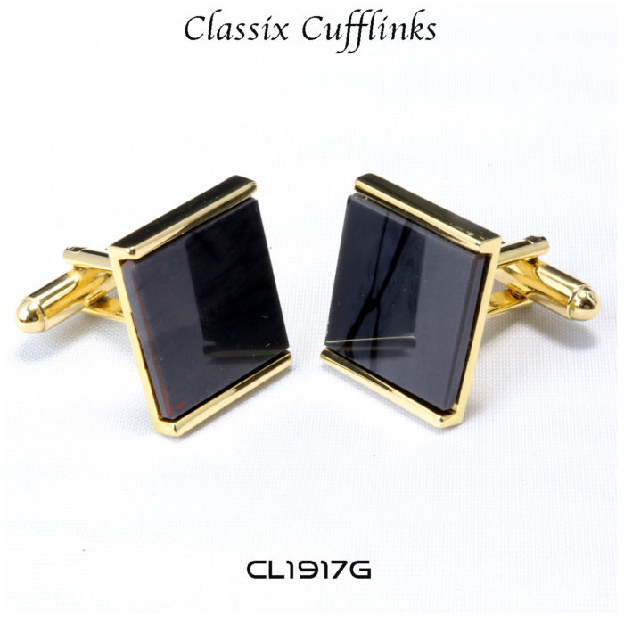 Obsidian Rectangular Cufflink and Stud Set