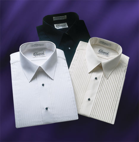 Laydown Collar Tuxedo Shirts 3 Colors