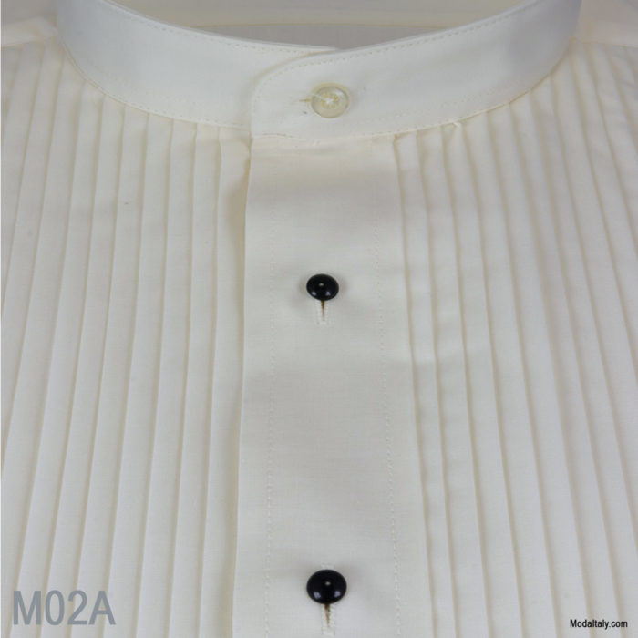 Banded Collar Tuxedo Shirts 3 Colors