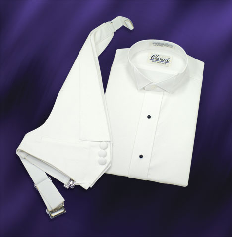 Wing Collar Pique Fabric Tuxedo Shirt