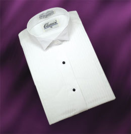 Women Tuxedo Shirt Wing Collar 1/4" Pleat