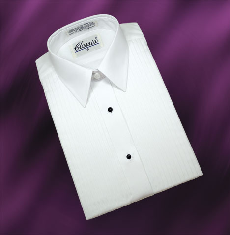 Women Tuxedo Shirt Laydown Collar 1/4" Pleat