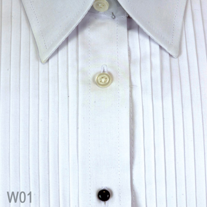 Women Tuxedo Shirt Laydown Collar 1/4" Pleat
