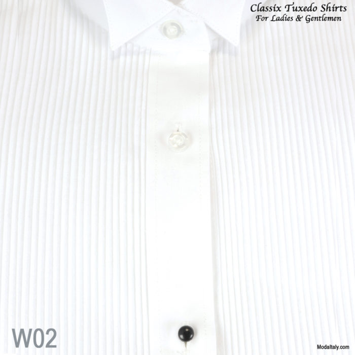 Women Tuxedo Shirt Wing Collar 1/8" Pleat