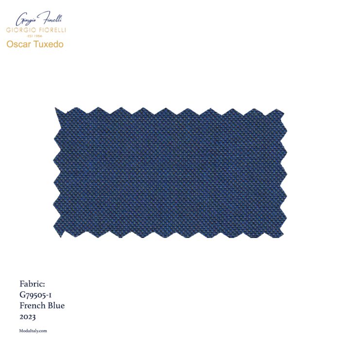 Oscar Tuxedo Sharkskin Blue Fabric by Giorgio Fiorelli