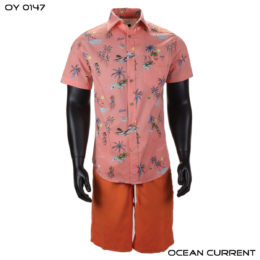 Ocean Current Pink Aloha Palm Hawaiian Shirt