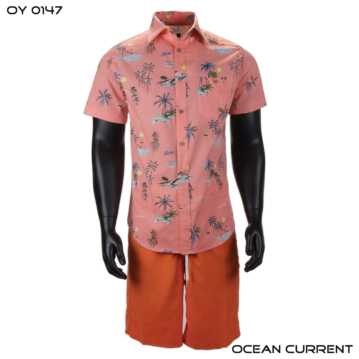 Ocean Current Aloha Pink Palm Hawaiian Shirt/ Free Delivery