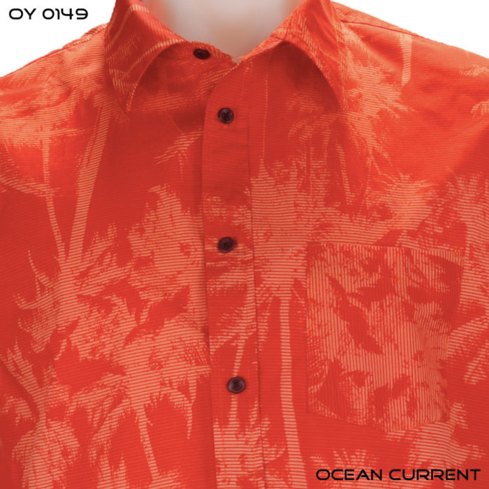 Ocean Current Orange Hawaiian Shirt