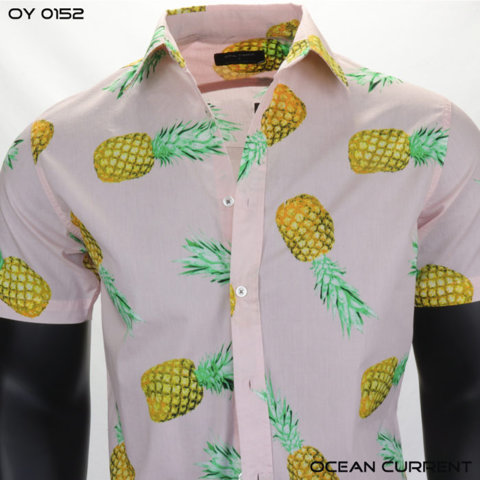 Ocean Current Pink Pineapple Hawaiian Shirt