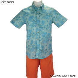 Ocean Current Teal Palm Hawaiian Shirt
