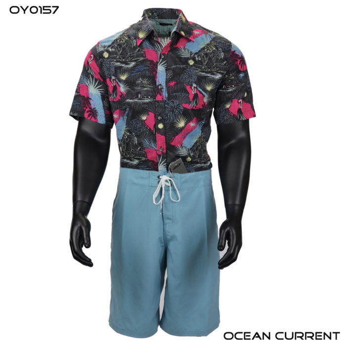 Ocean Current Black Hawaiian Shirt