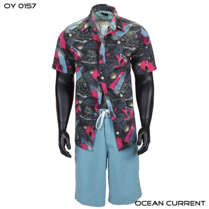 Ocean Current Black Hawaiian Shirt