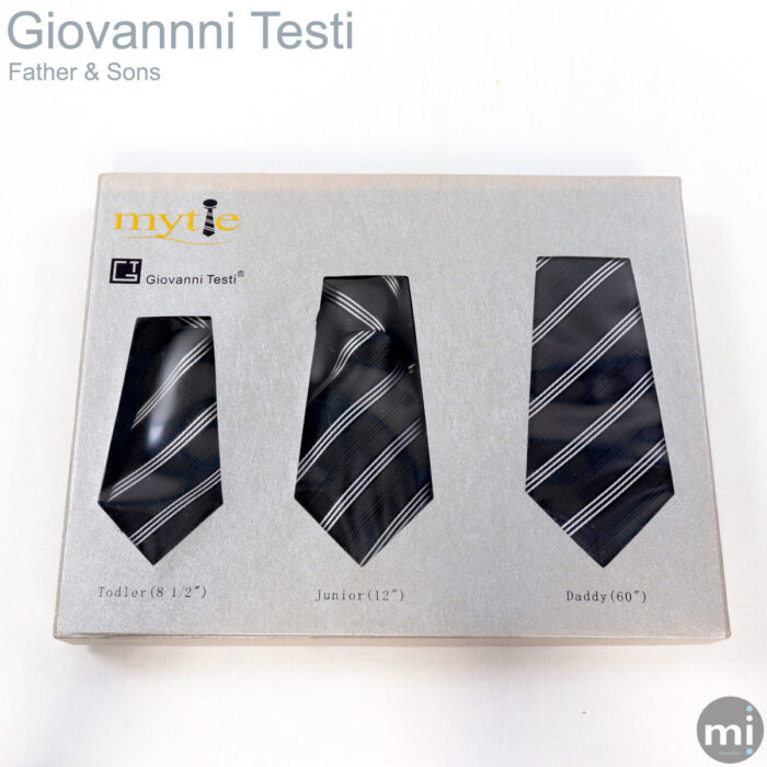 Black & Gray Stripe Father & Sons NeckTies by Giovanni Testi